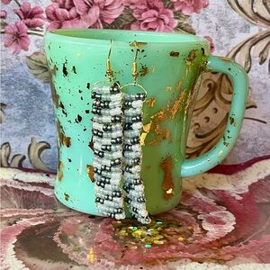 Mint Green Mug with Beaded Earrings